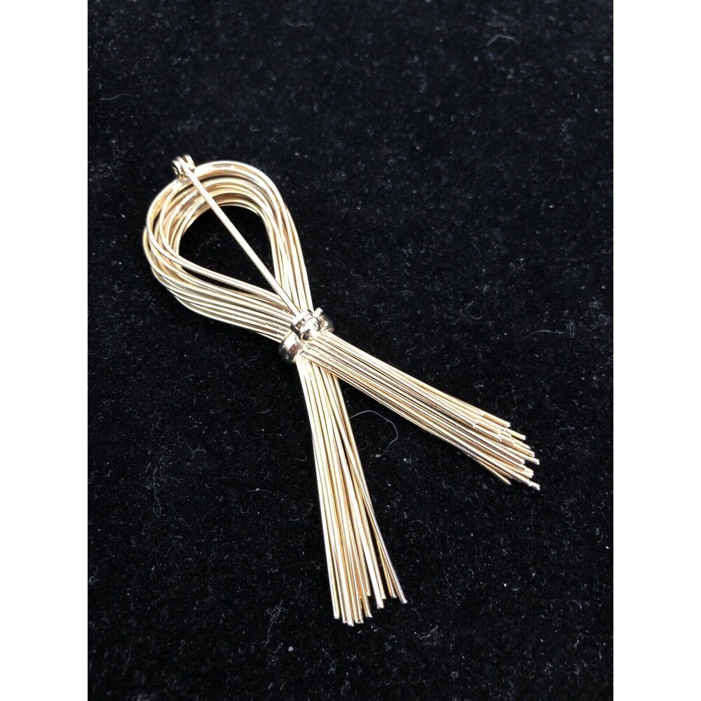 STUNNING VINTAGE ESTATE GOLD TONE LOOP BOW  BROOCH!!! - Picture 5 of 6